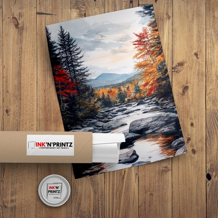 Adirondack Mountains Watercolor Painting Adirondack Landscape Art Watercolor Nature Poster Scenic Adirondacks Art Mountain Decor