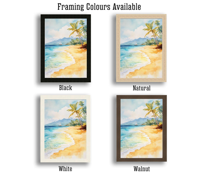 Maui Watercolor Painting Hawaiian Art Maui Landscape Poster Watercolor Seascape Tropical Art Scenic Maui