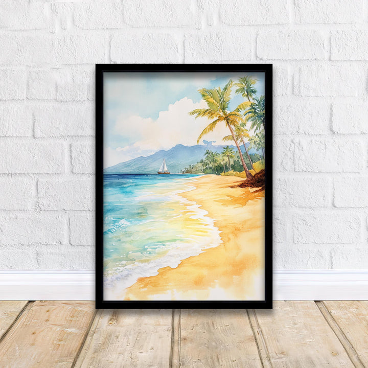 Maui Watercolor Painting Hawaiian Art Maui Landscape Poster Watercolor Seascape Tropical Art Scenic Maui