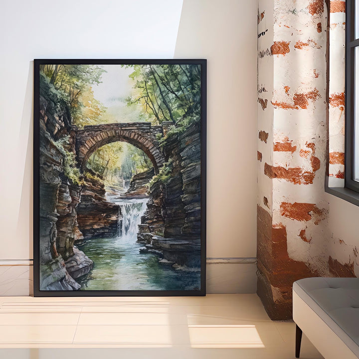 Finger Lakes Watercolor Painting New York Landscape Art Finger Lakes Poster Watercolor Nature Art Scenic Finger Lakes Decor