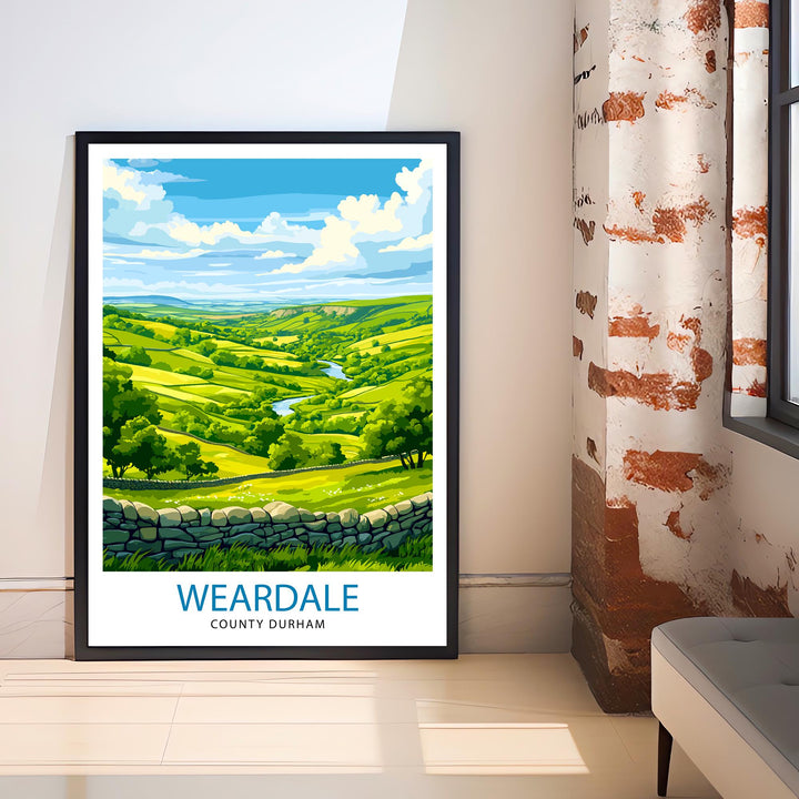 Weardale Travel Poster UK Landscape Art Weardale Poster Scenic Weardale