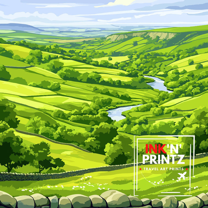 Weardale Travel Poster UK Landscape Art Weardale Poster Scenic Weardale