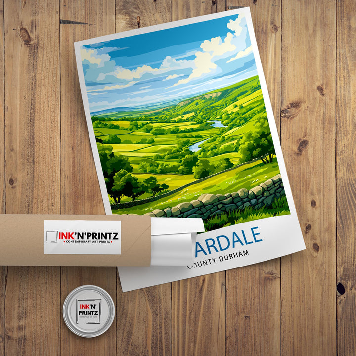 Weardale Travel Poster UK Landscape Art Weardale Poster Scenic Weardale