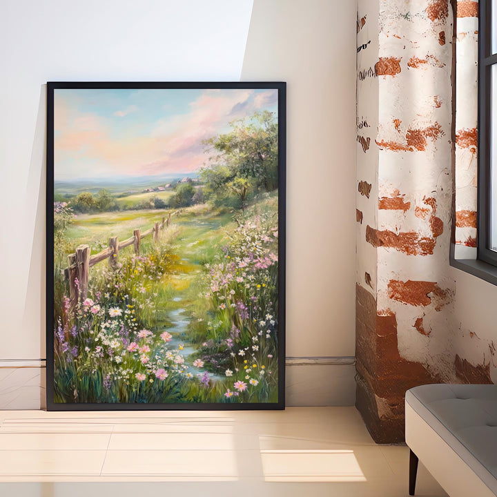 Vintage Wildflower Meadow Poster Cottagecore Decor Dark Academia Art Enchanted Floral Illustration Rustic Nature Wall Art