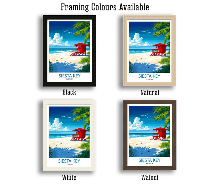 Siesta Key Travel Poster – Scenic Florida Beach Art & Tropical Wall Decor