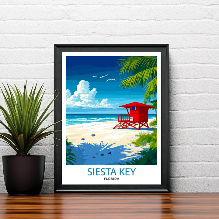 Siesta Key Travel Poster – Scenic Florida Beach Art & Tropical Wall Decor