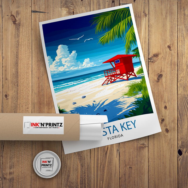 Siesta Key Travel Poster – Scenic Florida Beach Art & Tropical Wall Decor