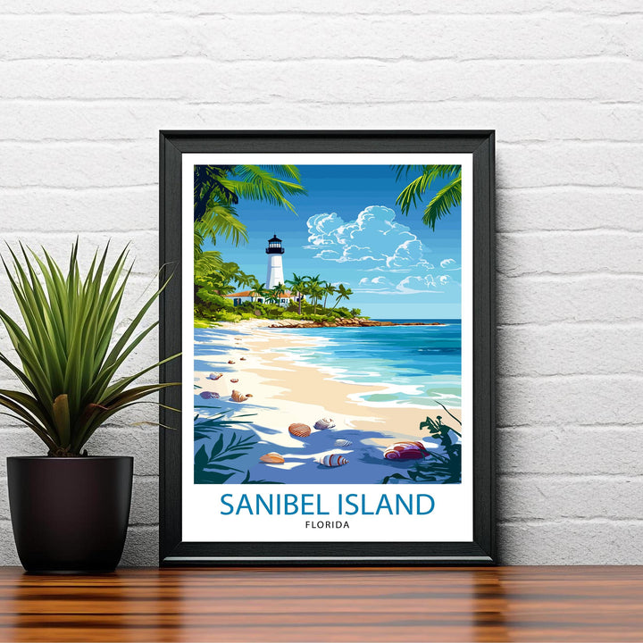 Sanibel Island Travel Poster Florida Beach Art Sanibel Poster Scenic Island Poster Tropical Travel Decor Sanibel Island Wall Art