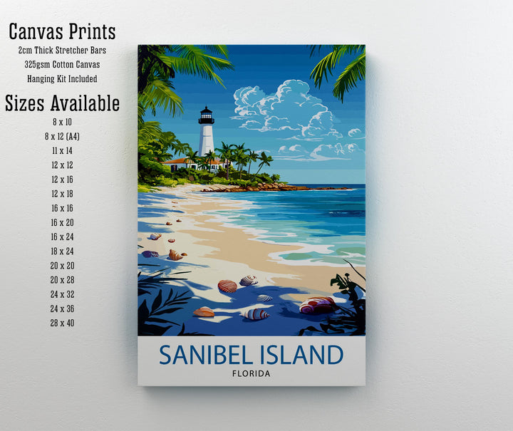 Sanibel Island Travel Poster Florida Beach Art Sanibel Poster Scenic Island Poster Tropical Travel Decor Sanibel Island Wall Art