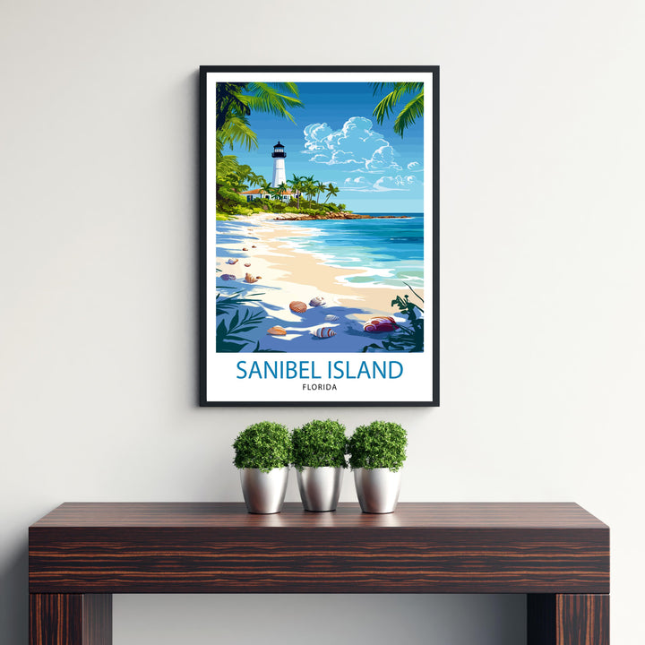 Sanibel Island Travel Poster Florida Beach Art Sanibel Poster Scenic Island Poster Tropical Travel Decor Sanibel Island Wall Art