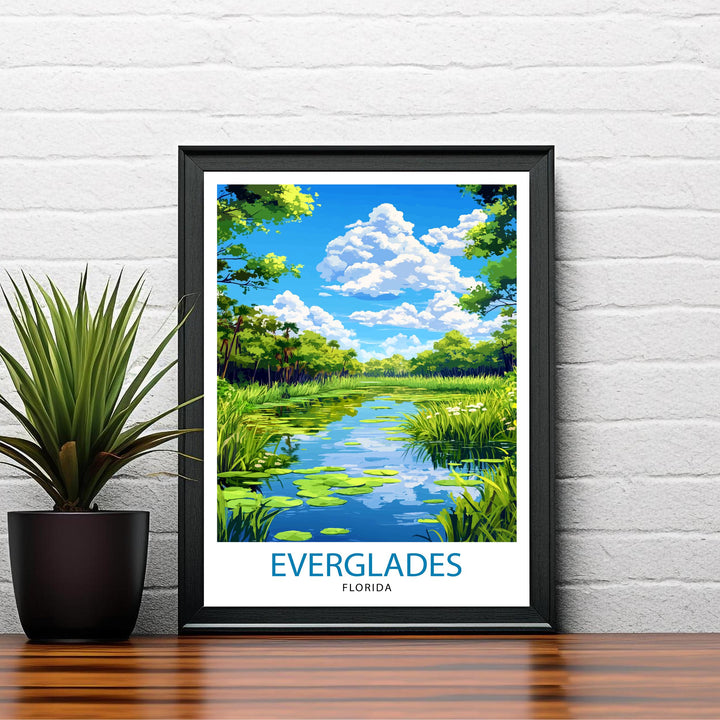 Everglades Florida Travel Poster Everglades National Park Art Scenic Florida Poster Everglades Wildlife Decor Tropical Nature Art