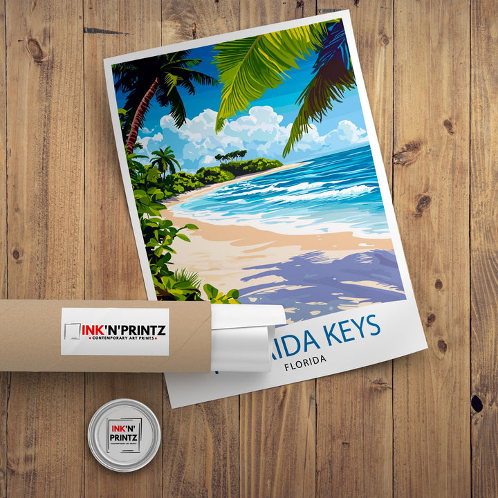 Florida Keys Travel Poster Florida Beach Art Keys Poster Scenic Island Poster Tropical Travel Decor Florida Keys Wall Art