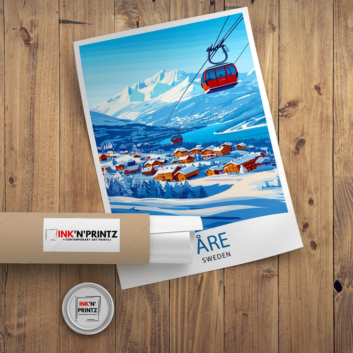 Åre & Stockholm Travel Poster – Scenic Swedish Landscape Art & Wall Decor