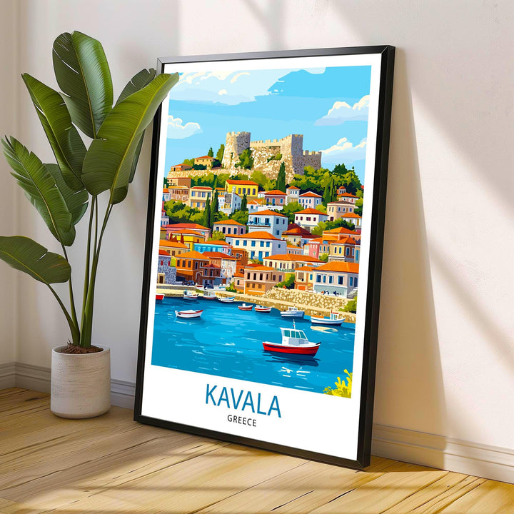 Kavala Greece Travel Poster Greek City Art Kavala Poster Scenic Greece Poster Kavala Wall Art Greek Travel Decor