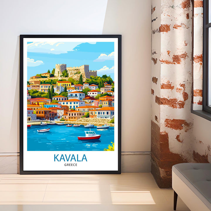 Kavala Greece Travel Poster Greek City Art Kavala Poster Scenic Greece Poster Kavala Wall Art Greek Travel Decor