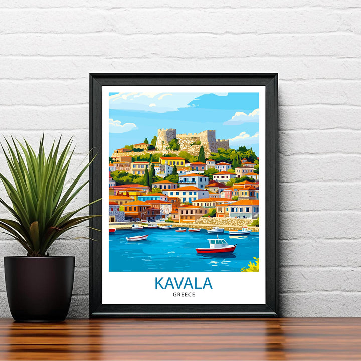 Kavala Greece Travel Poster Greek City Art Kavala Poster Scenic Greece Poster Kavala Wall Art Greek Travel Decor