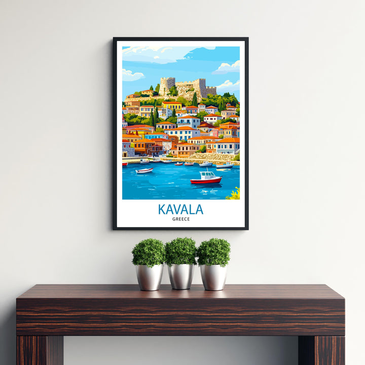 Kavala Greece Travel Poster Greek City Art Kavala Poster Scenic Greece Poster Kavala Wall Art Greek Travel Decor