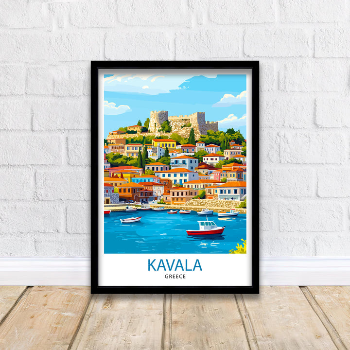 Kavala Greece Travel Poster Greek City Art Kavala Poster Scenic Greece Poster Kavala Wall Art Greek Travel Decor