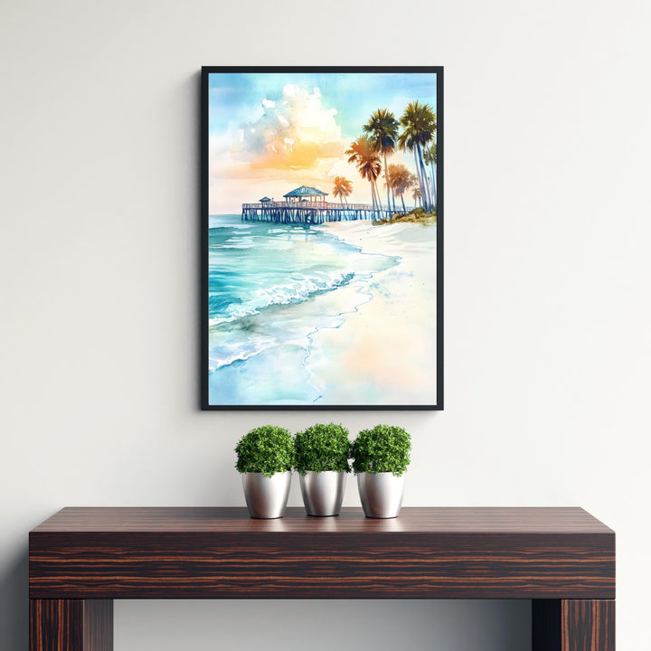 Clearwater Beach Florida Watercolor Painting Wall Art Clearwater Beach Poster Florida Coastal Art Beach Decor Watercolor Art Gift