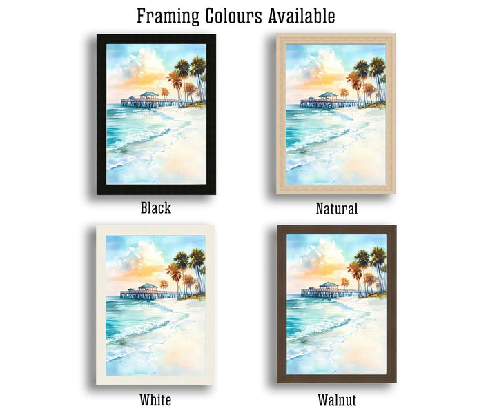 Clearwater Beach Florida Watercolor Painting Wall Art Clearwater Beach Poster Florida Coastal Art Beach Decor Watercolor Art Gift