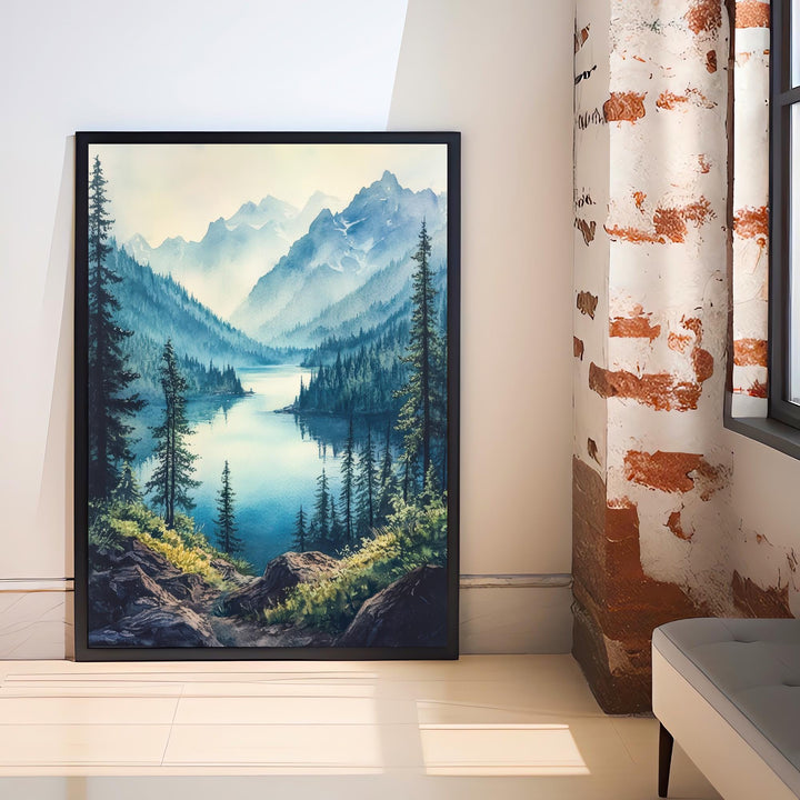 Washington State Watercolor Poster Wall Art Pacific Northwest Art Washington Landscape Watercolour Art Scenic Views Nature Lover Gift