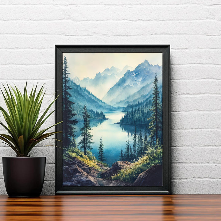 Washington State Watercolor Poster Wall Art Pacific Northwest Art Washington Landscape Watercolour Art Scenic Views Nature Lover Gift