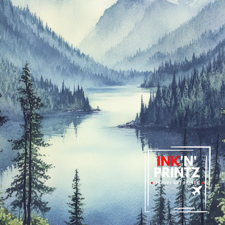 Washington State Watercolor Poster Wall Art Pacific Northwest Art Washington Landscape Watercolour Art Scenic Views Nature Lover Gift