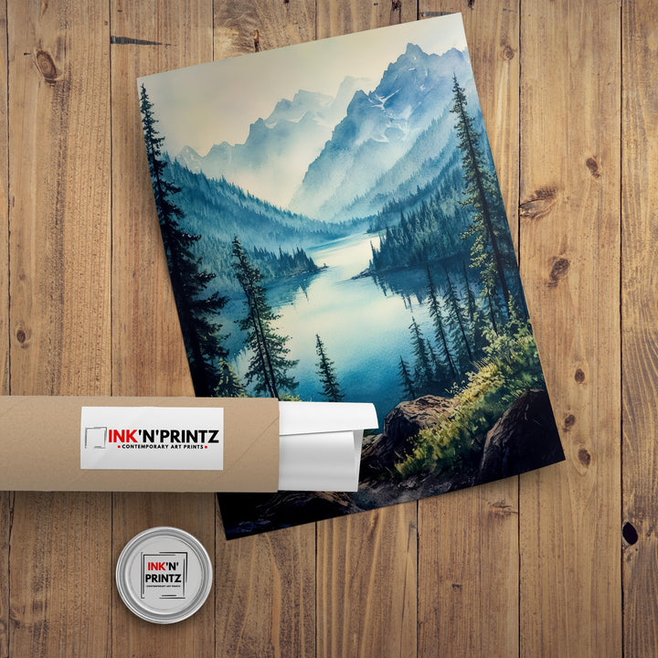 Washington State Watercolor Poster Wall Art Pacific Northwest Art Washington Landscape Watercolour Art Scenic Views Nature Lover Gift