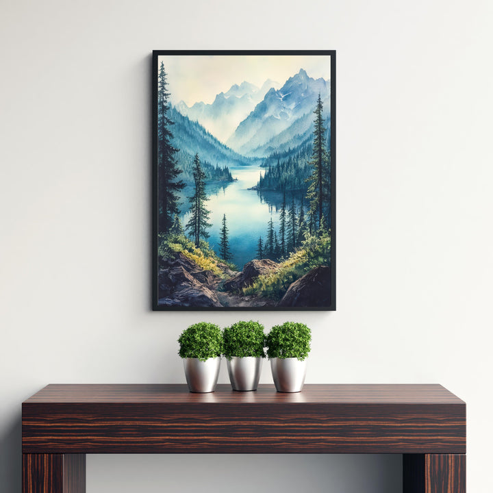 Washington State Watercolor Poster Wall Art Pacific Northwest Art Washington Landscape Watercolour Art Scenic Views Nature Lover Gift