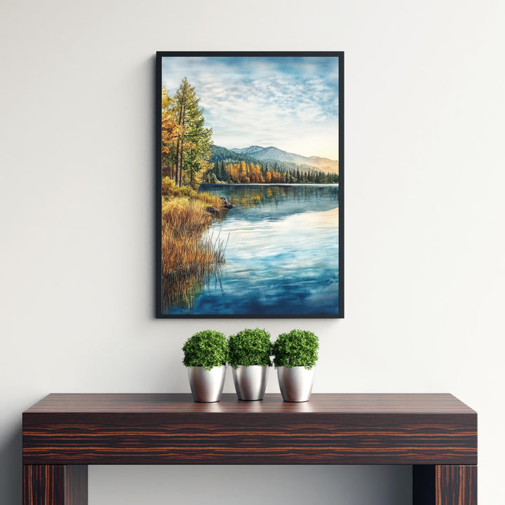 Big Bear Lake Watercolor Painting Wall Art Big Bear Lake Poster California Mountain Art Watercolor Art Scenic Views Nature Lover Gift