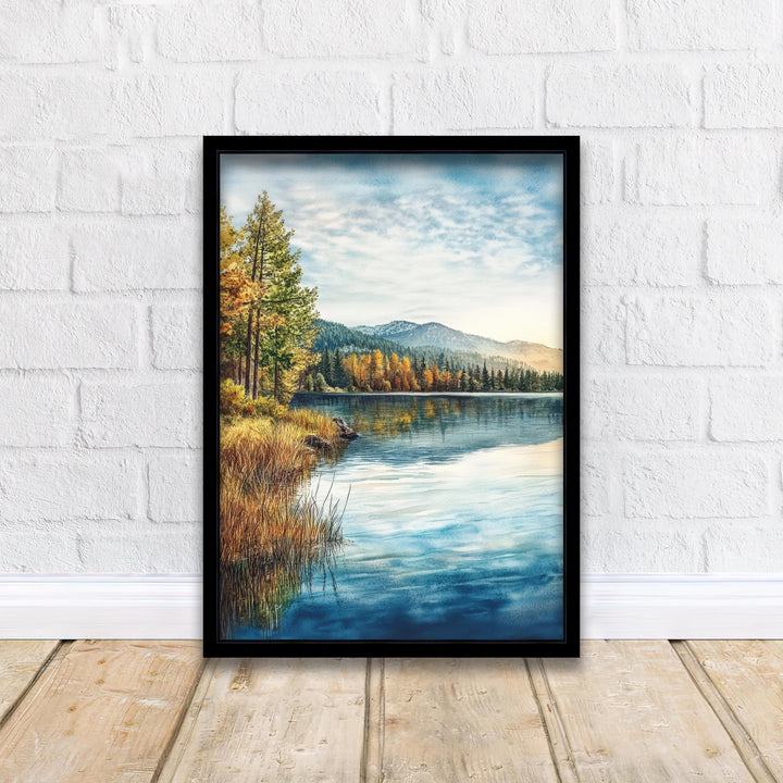 Big Bear Lake Watercolor Painting Wall Art Big Bear Lake Poster California Mountain Art Watercolor Art Scenic Views Nature Lover Gift
