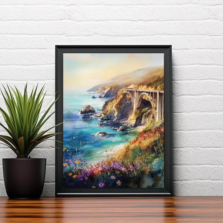 Big Sur California Watercolor Painting Wall Art Big Sur Poster Coastal Art California Landscape Watercolor Art Nature Lover Gift