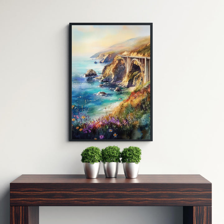 Big Sur California Watercolor Painting Wall Art Big Sur Poster Coastal Art California Landscape Watercolor Art Nature Lover Gift