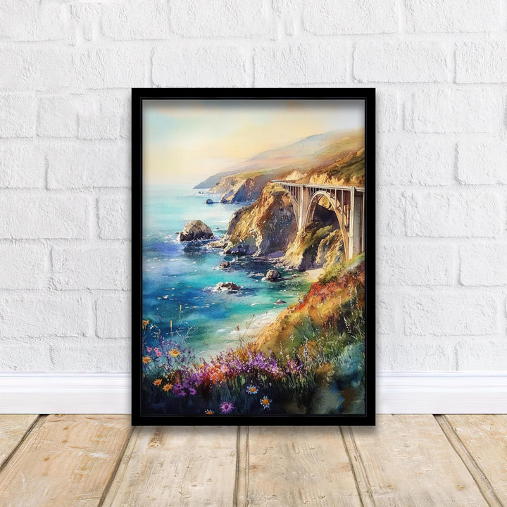 Big Sur California Watercolor Painting Wall Art Big Sur Poster Coastal Art California Landscape Watercolor Art Nature Lover Gift