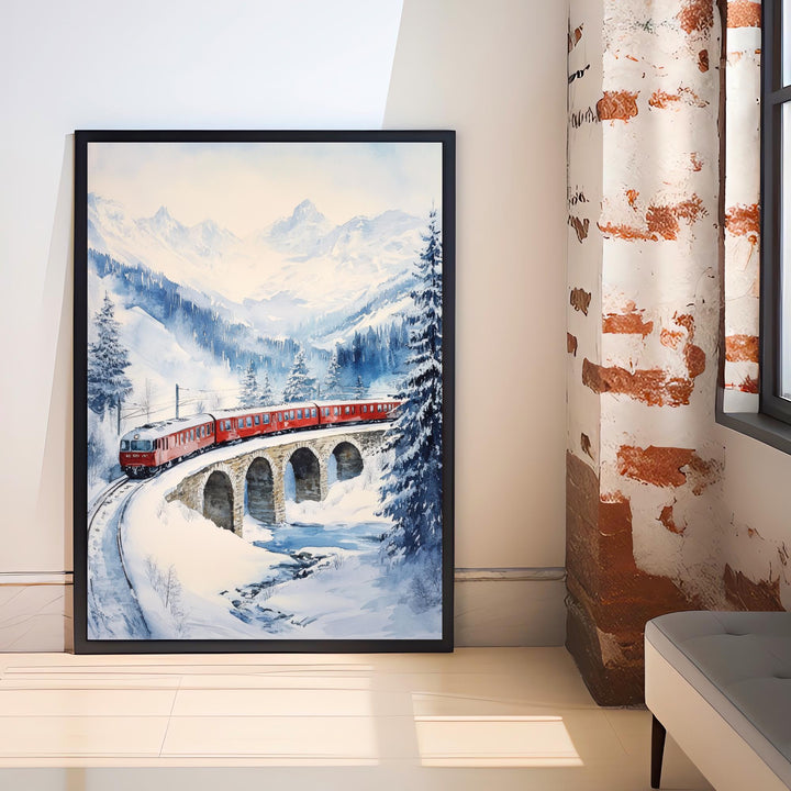 Glacier Express Watercolor Painting Swiss Train Art Glacier Express Poster Scenic Train Journey Watercolor Swiss Landscape Decor