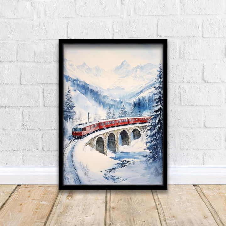 Glacier Express Watercolor Painting Swiss Train Art Glacier Express Poster Scenic Train Journey Watercolor Swiss Landscape Decor