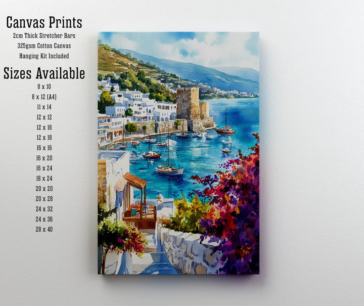 Bodrum Turkey Watercolor Poster Turkish Coast Art Bodrum Poster Scenic Turkish Poster Bodrum Wall Art Mediterranean Travel Decor