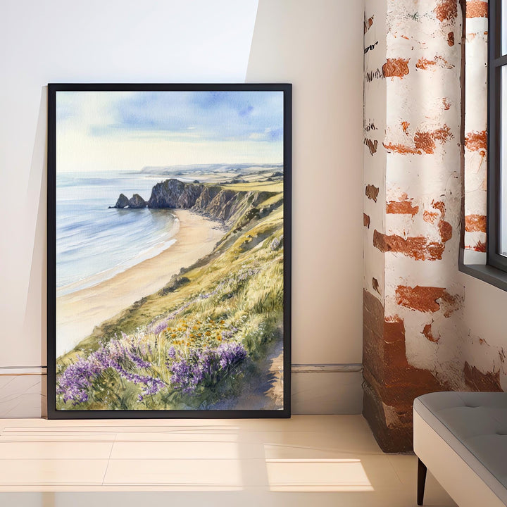 Gower Peninsula Watercolor Painting Wales Landscape Art Gower Poster Scenic Welsh Coast Watercolor Wall Art
