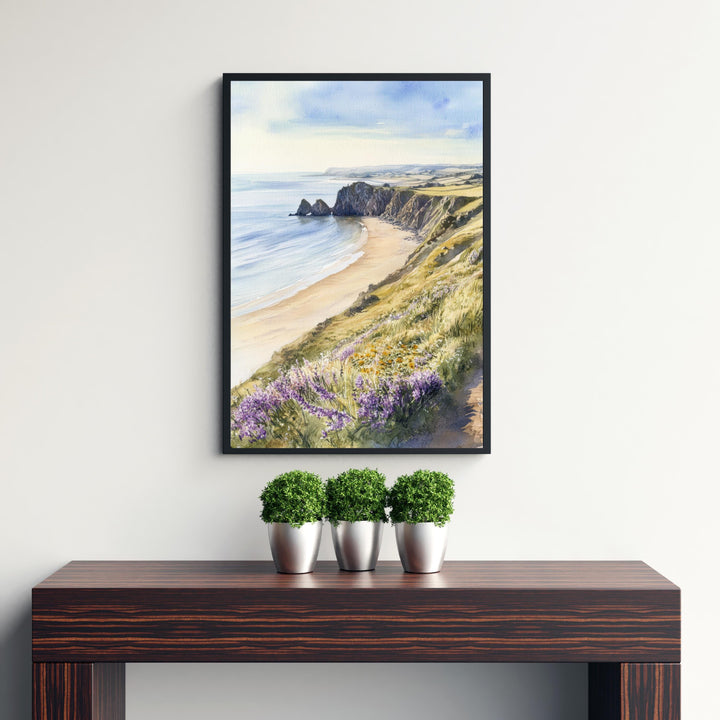 Gower Peninsula Watercolor Painting Wales Landscape Art Gower Poster Scenic Welsh Coast Watercolor Wall Art
