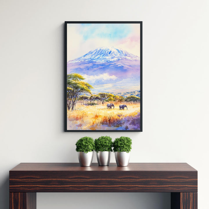 Mount Kilimanjaro Watercolor Painting African Landscape Art Kilimanjaro Poster Scenic Mountain Art Watercolor Nature Decor