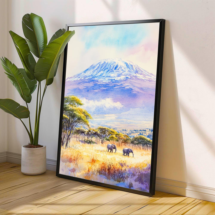 Mount Kilimanjaro Watercolor Painting African Landscape Art Kilimanjaro Poster Scenic Mountain Art Watercolor Nature Decor