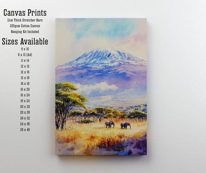 Mount Kilimanjaro Watercolor Painting African Landscape Art Kilimanjaro Poster Scenic Mountain Art Watercolor Nature Decor