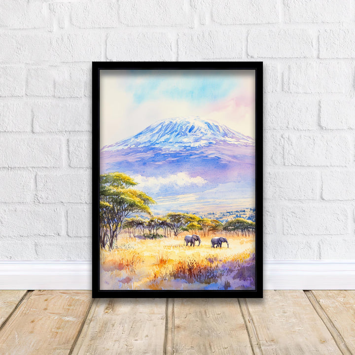 Mount Kilimanjaro Watercolor Painting African Landscape Art Kilimanjaro Poster Scenic Mountain Art Watercolor Nature Decor