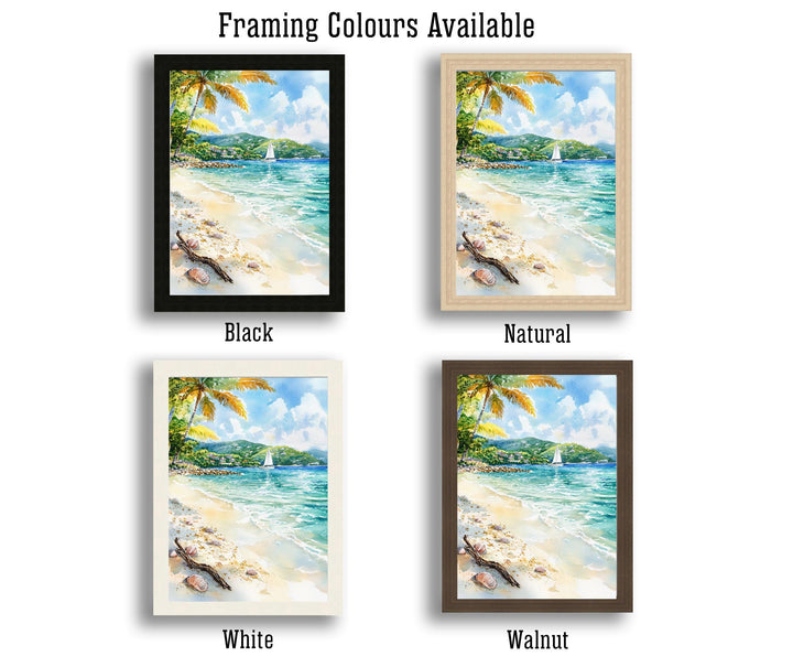 Virgin Islands Watercolor Painting Caribbean Art Virgin Islands Poster Tropical Seascape Watercolor Coastal Decor