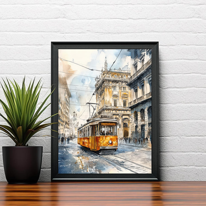 Milan Watercolor Painting Italian City Art Milan Skyline Poster Watercolor Landscape Milan