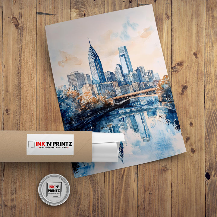 Philadelphia Watercolor Painting Wall Art Philadelphia Poster Cityscape Art Watercolor Art Historic Landmarks Philly Gift Urban Decor