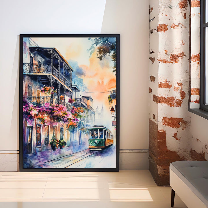 New Orleans Watercolor Painting Wall Art New Orleans Poster French Quarter Art Watercolor Art Mardi Gras Decor Louisiana Gift