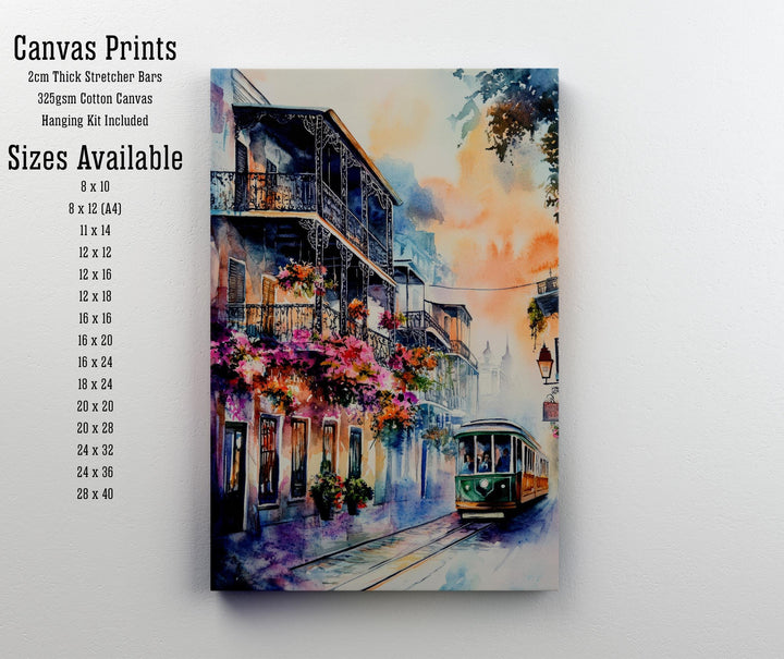 New Orleans Watercolor Painting Wall Art New Orleans Poster French Quarter Art Watercolor Art Mardi Gras Decor Louisiana Gift