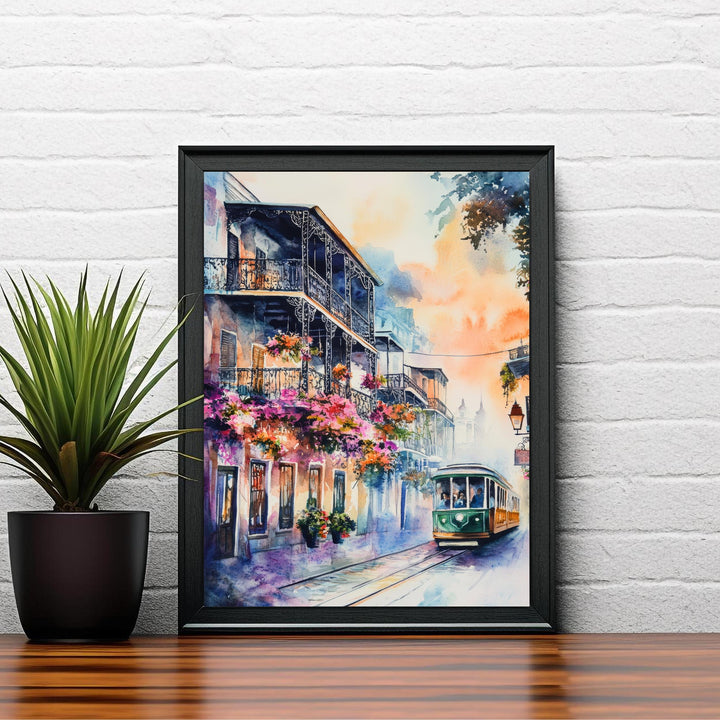 New Orleans Watercolor Painting Wall Art New Orleans Poster French Quarter Art Watercolor Art Mardi Gras Decor Louisiana Gift