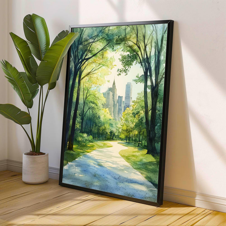Central Park Watercolor Painting Wall Art Central Park Poster New York City Art Watercolor Art NYC Landscape Nature Lover Gift